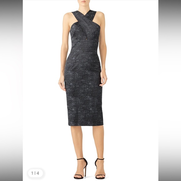 Hunter Bell Gray Chastain Crossover Midi Pencil Dress Charcoal Size 0 XS
